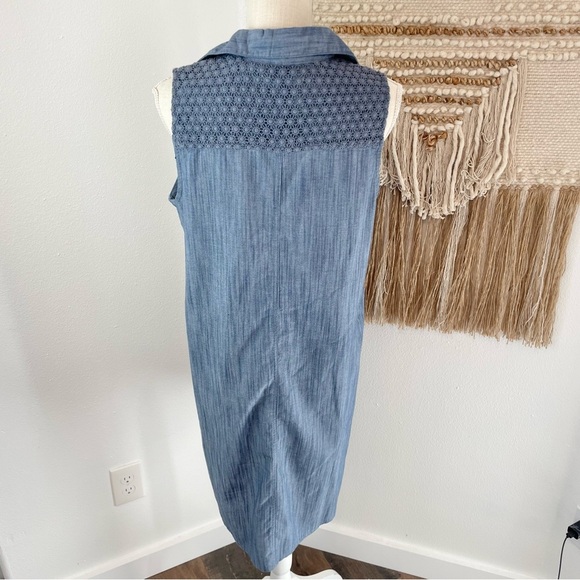 Old Ranch Dove Sleeveless Chambray Dress Size M - Picture 4 of 8